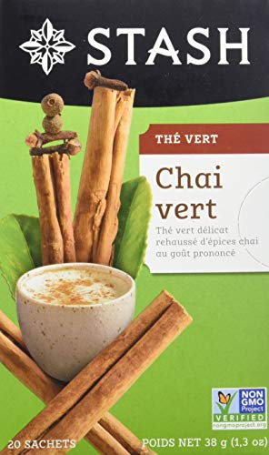 Stash Tea Chai Green Tea - Caffeinated, Non-GMO Project Verified Premium Tea with No Artificial Ingredients, 20 Count (Pack of 6) - 120 Bags Total