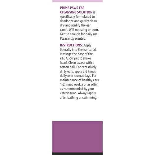 Prime Paws Ear Cleansing Solution for Dogs and Cats - Pet Ear Cleaner Removes Odor and Wax - Deodorizing Dog Ear Cleaner Solution with Aloe and Vitamins - Sweet Pea and Vanilla Scent - 8 oz