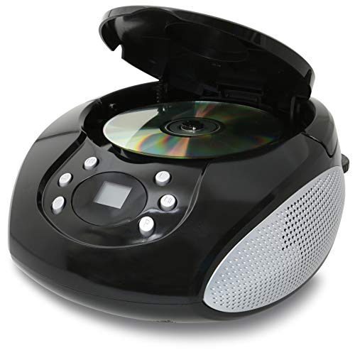 GPX, Inc. Portable Top-Loading CD Boombox with AM/FM Radio and 3.5mm Line In for MP3 Device - Black, Single