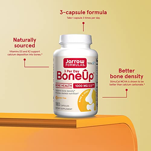 Jarrow Formulas BoneUp Three Per Day - 180 Capsules - Micronutrient Formula for Bone Health - Includes Natural Sources of Vitamin D3, Vitamin K2 (as MK-7) and Calcium - 60 Servings (Packaging May Vary)