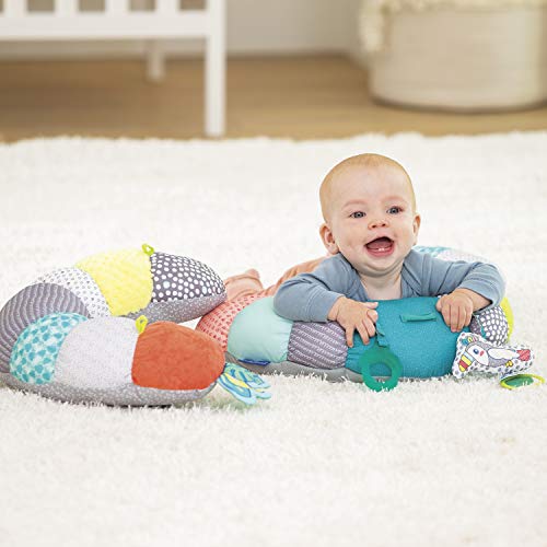 Infantino 2-in-1 Tummy Time and Seated Support - for Newborns and Older Babies, with Detachable Support Pillow and Toys, for Development of Strong Head and Neck Muscles