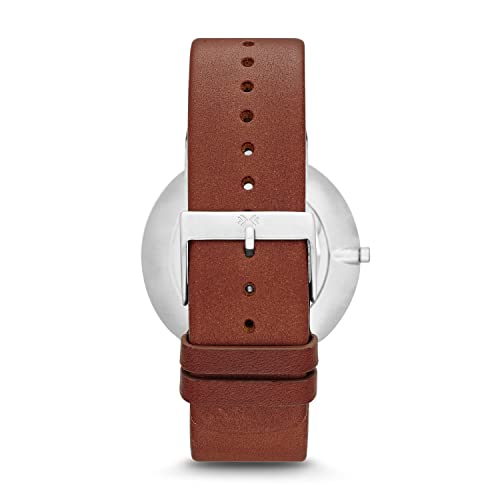 Skagen Men's Ancher Quartz Analog Stainless Steel and Leather Watch, Color: Silver/Brown (Model: SKW6082)