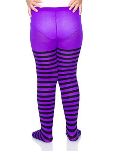 Leg Avenue Girls Children's Striped Tights childrens costume accessories, Black/Purple, Medium US