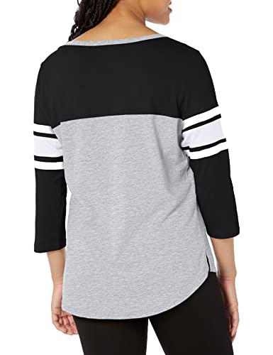 Ultra Game NBA Brooklyn Nets Womens T-Shirt Raglan Baseball 3/4 Long Sleeve Tee Shirt, Heather Gray, Large