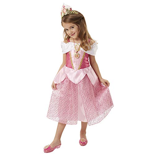 Disney Princess Aurora Costume, Sing and Shimmer Musical Sparkling Dress, Sing-A-Long To “Once Upon A Dream” Perfect for Party, Halloween Or Pretend Play Dress Up [Amazon Exclusive], Size: 4-6X