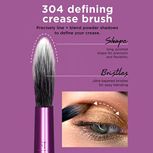 Real Techniques Everyday Eye Essentials Makeup Brush Kit, Eye Makeup Brushes for Eye Liner, Eyeshadow, Brows, and Lashes, Synthetic Bristles, Cruelty-Free and Vegan, 8 Piece Set
