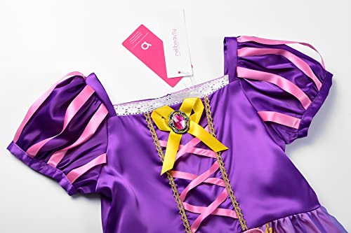 ReliBeauty Girls Dress Puff Sleeve Princess Costume, 6-7, Purple(with Accessories)