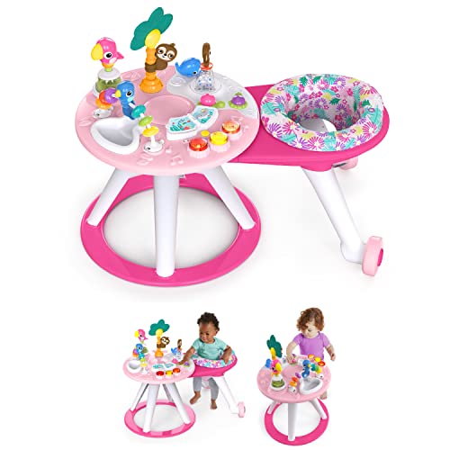 Bright Starts Around We Go 2-in-1 Walk-Around Baby Activity Center and Table, Tropic Coral, Ages 6 Months+