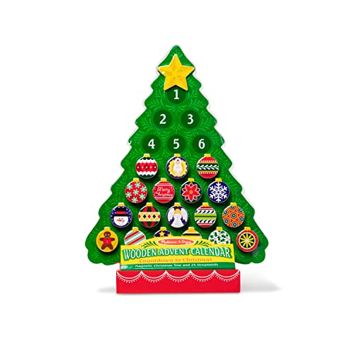 Melissa and Doug Wooden Advent Calendar - Magnetic Christmas Tree, 25 Magnets - Holiday Tree Themed Countdown Style Toddler and Kid Advent Calendar 2022 For Ages 3+