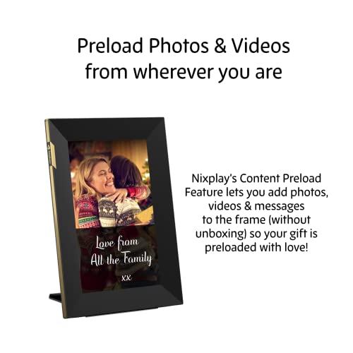 Nixplay 8 inch Touch Screen Smart Digital Picture Frame with WiFi (W08K), Black-Gold, Share Photos and Videos Instantly via Email or App