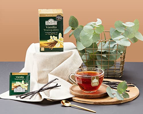 Ahmad Tea Black Tea, Vanilla Tranquility Teabags, 20 ct (Pack of 6) - Caffeinated and Sugar-Free