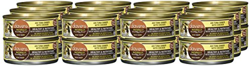 Dave’s Pet Food Grain Free Wet Cat Food (Ahi Tuna and Chicken), Naturally Healthy Canned Cat Food, Added Vitamins and Minerals, Wheat and Gluten-Free, 5.5 oz (Case of 24)
