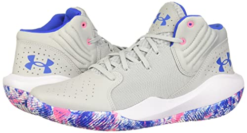 Under Armour Unisex Jet '21 Basketball Shoe, (109) Mod Gray/White/Versa Blue, 8.5 US Men