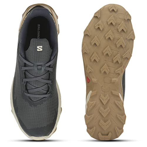 Salomon Men's ALPHACROSS 4 Hiking Shoe, Ebony/Rainy Day/Phantom, 13