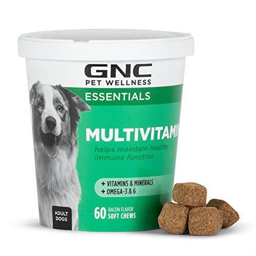 GNC for Pets Essentials Dog Multivitamin Soft Chews | 60 ct Salmon Oil Dog Supplement Immune Booster | Chicken Flavor Chewable Dog Multivitamin with Vitamins and Minerals, White