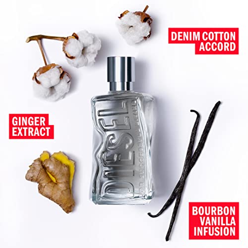 D by Diesel Refillable Eau de Toilette Spray for Everyone – Men and Women – Ginger Extract, Denim Cotton Accord, Vanilla Bourbon Extract, Lavender Heart, 3.4 Fl. Oz.