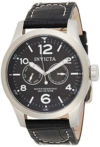 Invicta Men's 0764 I-Force Stainless Steel Watch with Black Leather Band