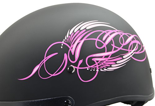 Vega Helmets 7823-055 Unisex-Adult Half Helmet (Pink Scroll on Matte Black, X-Large)