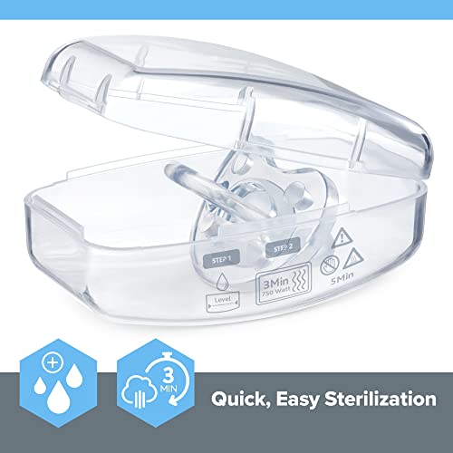 Chicco PhysioForma 100% Soft Silicone One Piece Pacifier for Babies 6-16m, Clear, Orthodontic Nipple, BPA-Free, 2-count in Sterilizing Case