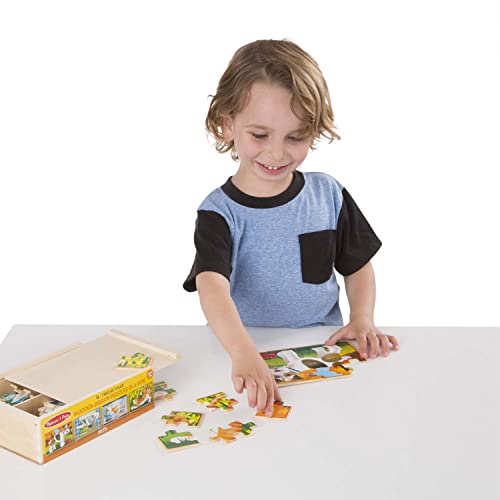 Melissa and Doug Pets 4-in-1 Wooden Jigsaw Puzzles in a Storage Box (48 pcs) - FSC-Certified Materials
