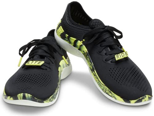 Crocs Men's LiteRide 360 Pacer Sneakers, Black/Citrus, 12 Men
