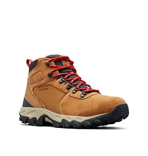 Columbia Men's Newton Ridge Plus II Suede Waterproof Hiking Boot, elk/Mountain red, 7