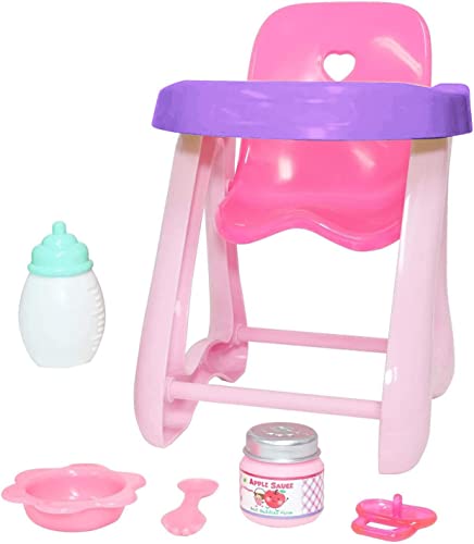 JC Toys Lil Cutesies 9' All Vinyl Baby Doll Feeding Time Gift Set| Posable and Washable | Removable Outfit | High Chair and Feeding Accessories Ages 2+