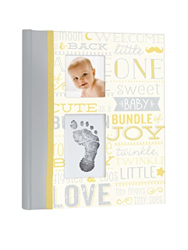 Little Blossoms Vintage Five Year Memory Book with Ink Pad, Babyprints Handprint and Footprint Making Kit, Newborn Milestone Journal, Gift For New And Expecting Parents