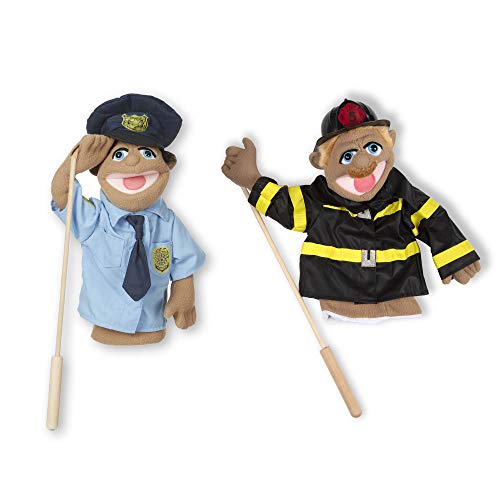 Melissa and Doug Rescue Puppet Set - Police Officer and Firefighter - Soft, Plush Puppets For Kids Ages 3+