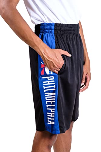 Ultra Game NBA Philadelphia 76ers Mens Mesh Basketball Shorts, Black, Large