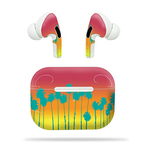 MightySkins Compatible with Apple Airpods Pro - Sherbet Palms | Protective, Durable, and Unique Vinyl Decal Wrap Cover | Easy to Apply, Remove, and Change Styles | Made in The USA