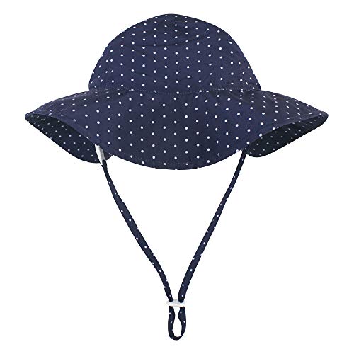 Hudson Baby baby girls Sun Protection Hat Headwrap, Navy Blue Dot, 2-4T US