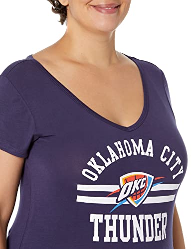 Ultra Game NBA Oklahoma City Thunder Womens Box Out Varsity Stripe Tee Shirt, Team Color, Small