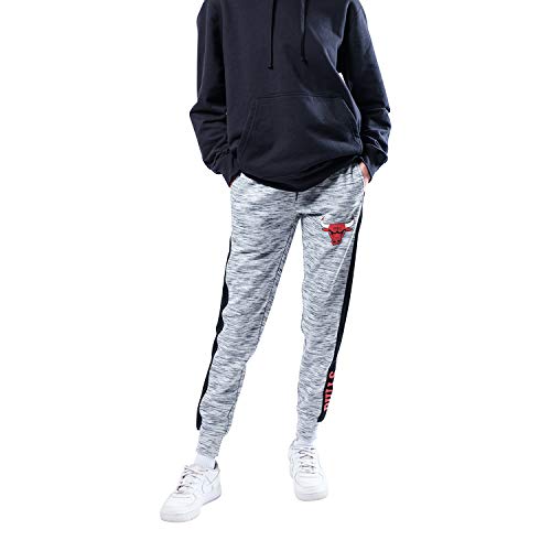 Ultra Game NBA Chicago Bulls Womens Active Basic Fleece Jogger Sweatpants, Space Dye Gray, Large