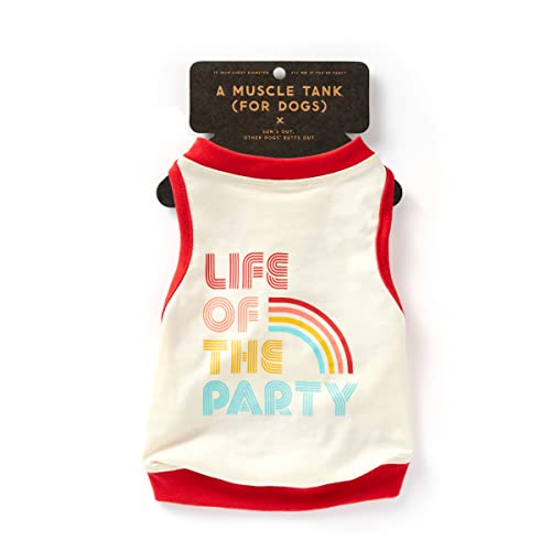 Brass Monkey Life of The Party Dog Tank; Pre-Shrunk Cotton Pet Muscle Tank; Small (16' Chest); Cute Dog Accessories with Eye-Catching Design