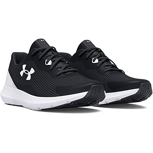 Under Armour Men's Surge 3 Road Running Shoe, Black (001)/White, 10