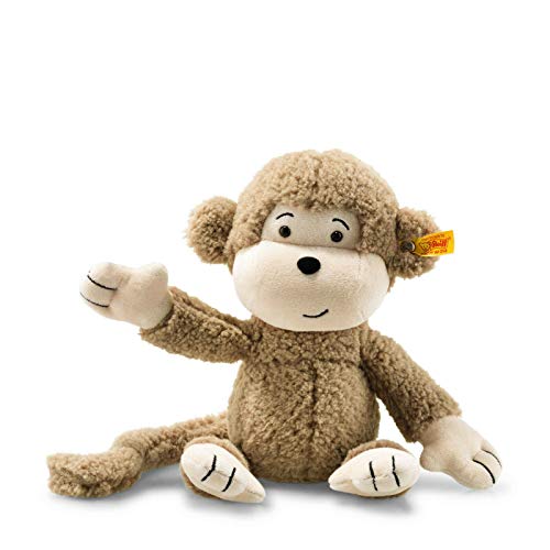 Steiff Brownie Monkey, Premium Monkey Stuffed Animal, Monkey Toys, Stuffed Monkey, Monkey Plush, Cute Plushies, Plushy Toy for Girls Boys and Kids, Soft Cuddly Friends (Light Brown, 12')