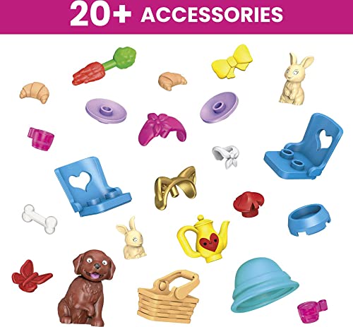 MEGA Barbie Camper Building Toy Vehicle Playset, Adventure Dreamcamper With 123 Pieces, 2 Micro-Dolls, Accessories, Pets and Furniture,