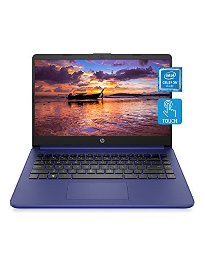 HP 14 Laptop, Intel Celeron N4020, 4 GB RAM, 64 GB Storage, 14-inch HD Touchscreen, Windows 11 Home, Thin and Portable, 4K Graphics, One Year of Microsoft 365 (14-dq0050nr, 2021, Indigo Blue)