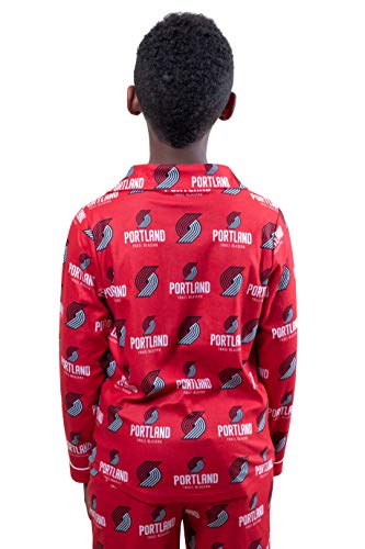 Ultra Game NBA Portland Trail Blazers Youth 2 Piece Soft Tee Shirt and Lounge Pants Sleepwear Loungewear Pajama Set, Team Color, 7