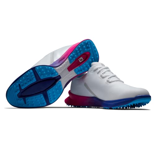 FootJoy Men's FJ Fuel Sport Golf Shoe, White/Blue/Pink, 8