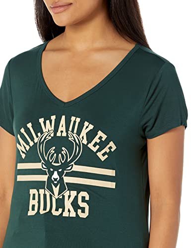 Ultra Game -NBA Milwaukee Bucks Womens Box Out Varsity Stripe Tee Shirt, Team Color, Small