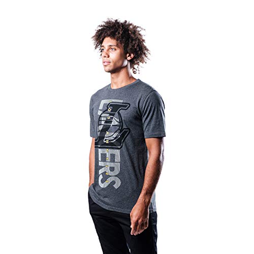 Ultra Game NBA Los Angeles Lakers Mens Upright Logo Short Sleeve Tee Shirt, Heather Charcoal, X-Large