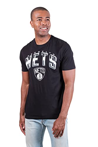 Ultra Game -NBA Brooklyn Nets Mens Arched Plexi Short Sleeve Tee Shirt, Black, Large