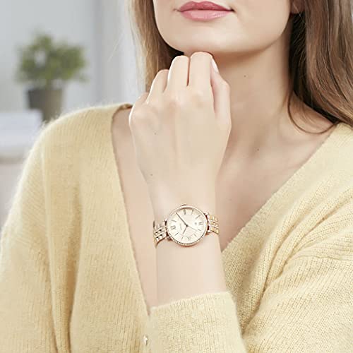 Fossil Women's Jacqueline Quartz Stainless Steel Three-Hand Watch, Color: Rose Gold Glitz (Model: ES3546)