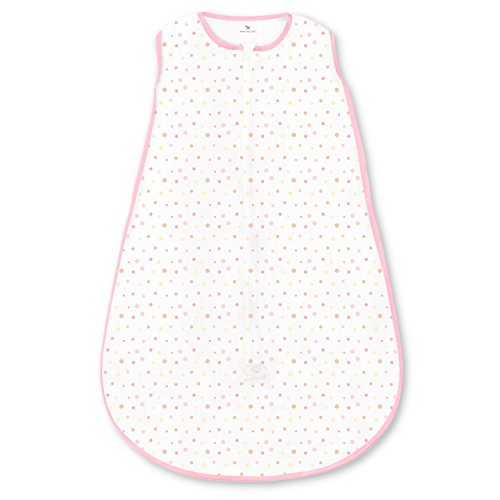 Amazing Baby Microfleece Sleeping Sack, Wearable Blanket with 2-Way Zipper, Use After Swaddle Transition, Playful Dots, Pink, Small 0-6 Month