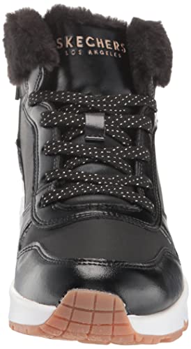 Skechers Kids Girls Street Uno-Cozy On Air Sneaker, Black/Rose Gold, 2.5 Little Kid