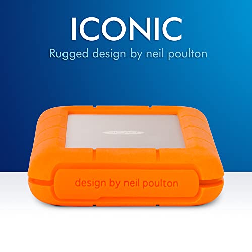 LaCie Rugged USB-C 4TB External Hard Drive Portable HDD – USB 3.0, Drop Shock Dust Rain Resistant Shuttle Drive, for Mac and PC Computer Desktop Workstation Laptop, 1 Month Adobe CC (STFR4000800)