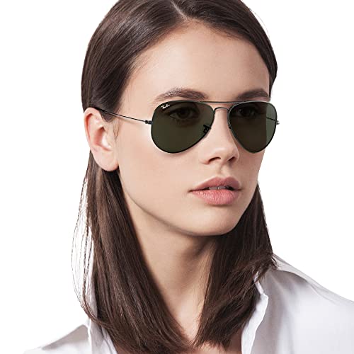 Ray-Ban RB3025 Classic Aviator Sunglasses, Gunmetal/Grey/Green, 58 mm