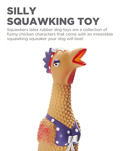 Charming Pet Squawkers Henrietta Latex Rubber Chicken Interactive Dog Toy, Large